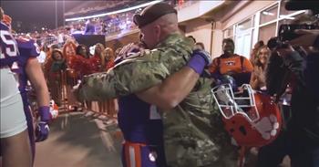 Military Dad Surprises College Football Player Son Before Big Game